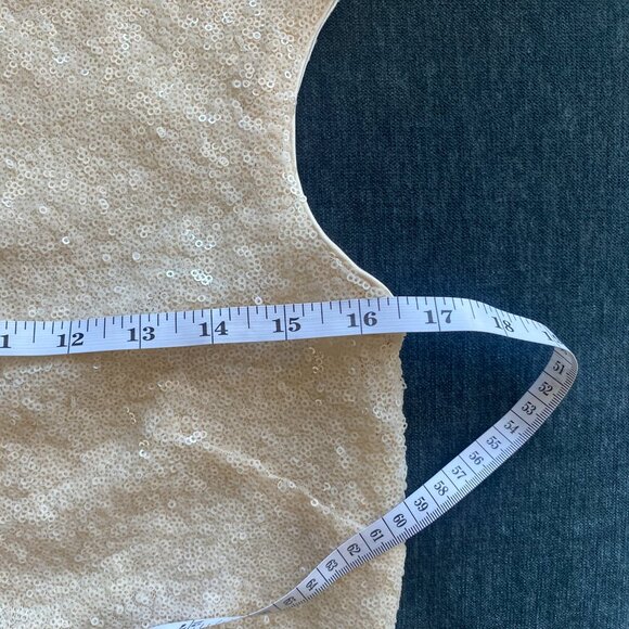 Jenny Yoo Kaity Sequin Crop Top, Cream, Size S - Picture 5 of 7